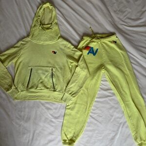 Aviator Nation Yellow Sweatpants & Hoodie Set